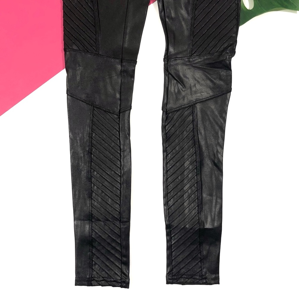 NEW SPANX Black Moto Faux Leather Leggings - Picture 3 of 5